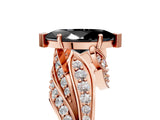 Rose gold Fancy Black Marquise Cut Diamond Solitaire Ring with Prong Setting and Twisted Pavé Band_17