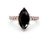 Rose gold Fancy Black Marquise Cut Diamond Solitaire Ring with Round  Pavé Band and Four-Prong Setting_36
