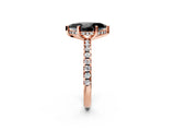 Rose gold Fancy Black Marquise Cut Diamond Solitaire Ring with Round  Pavé Band and Four-Prong Setting_38