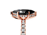 Rose gold Fancy Black Marquise Cut Diamond Solitaire Ring with Round  Pavé Band and Four-Prong Setting_41