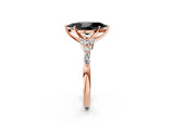 Rose gold Fancy Black Marquise Cut Diamond Solitaire Ring with Side Stones and Four-Prong Setting_26