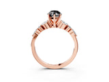 Rose gold Fancy Black Marquise Cut Diamond Solitaire Ring with Side Stones and Four-Prong Setting_27