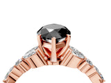 Rose gold Fancy Black Marquise Cut Diamond Solitaire Ring with Side Stones and Four-Prong Setting_28