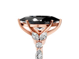 Rose gold Fancy Black Marquise Cut Diamond Solitaire Ring with Side Stones and Four-Prong Setting_29