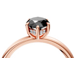 Rose gold Fancy Black Marquise Cut Diamond Solitaire Ring with Thin Band and Four-Prong Setting_4