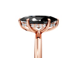 Rose gold Fancy Black Marquise Cut Diamond Solitaire Ring with Thin Band and Four-Prong Setting_5