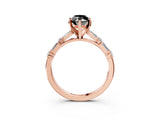 Rose gold Fancy Black Marquise Cut Diamond Solitaire with Side Baguettes and Channel Set Band_3