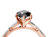 Rose gold Fancy Black Marquise Cut Diamond Solitaire with Side Baguettes and Channel Set Band_4