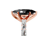 Rose gold Fancy Black Marquise Cut Diamond Solitaire with Side Baguettes and Channel Set Band_5