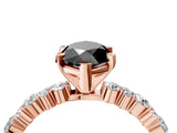 Rose gold Fancy Black Marquise Cut Diamond Solitaire with Side Stones, Pave Band, Four-Prong Setting_28