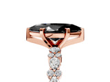 Rose gold Fancy Black Marquise Cut Diamond Solitaire with Side Stones, Pave Band, Four-Prong Setting_29