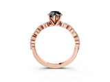 Rose gold Fancy Black Marquise Cut Diamond Solitaire with Side Stones on a Pavé Band and Four-Prong Setting_3