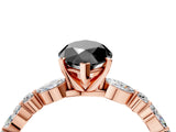Rose gold Fancy Black Marquise Cut Diamond Solitaire with Side Stones on a Pavé Band and Four-Prong Setting_4