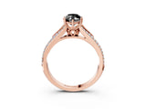 Rose gold Fancy Black Marquise Cut Diamond Split Shank Engagement Ring with Pavé Band_3