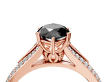 Rose gold Fancy Black Marquise Cut Diamond Split Shank Engagement Ring with Pavé Band_4