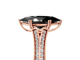 Rose gold Fancy Black Marquise Cut Diamond Split Shank Engagement Ring with Pavé Band_5