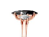 Rose gold Fancy Black Marquise Cut Diamond Three-Stone Engagement Ring with Prong Setting and Pavé Band_5