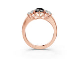 Rose gold Fancy Black Marquise Cut Diamond Three-Stone Ring with Four-Prong Setting and Classic Band_3