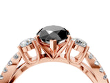 Rose gold Fancy Black Marquise Cut Diamond Three-Stone Ring with Pavé Split Shank and Four-Prong Setting_4