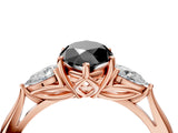Rose gold Fancy Black Marquise Cut Diamond Three-Stone Ring with Pear Side Stones and Four-Prong Setting_28