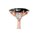 Rose gold Fancy Black Marquise Cut Diamond Three-Stone Ring with Pear Side Stones and Four-Prong Setting_29