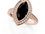 Rose gold Fancy Black Marquise Cut Halo Bezel Diamond Pave Band Ring_1