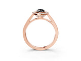 Rose gold Fancy Black Marquise Cut Halo Bezel Diamond Pave Band Ring_3