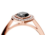 Rose gold Fancy Black Marquise Cut Halo Bezel Diamond Pave Band Ring_4