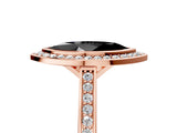 Rose gold Fancy Black Marquise Cut Halo Bezel Diamond Pave Band Ring_5