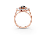 Rose gold Fancy Black Marquise Cut Halo Cluster Diamond Ring with Pave Band and Four-Prong Setting_15