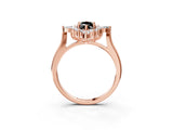 Rose gold Fancy Black Marquise Cut Halo Diamond Cluster Ring with Marquise and Round Stones on a White Gold Band with Prong Setting_3
