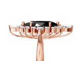 Rose gold Fancy Black Marquise Cut Halo Diamond Cluster Ring with Marquise and Round Stones on a White Gold Band with Prong Setting_5