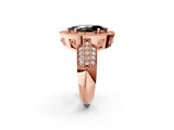 Rose gold Fancy Black Marquise Cut Halo Diamond Engagement Ring with Pave Split Shank and Four-Prong Setting_2