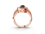 Rose gold Fancy Black Marquise Cut Halo Diamond Engagement Ring with Pave Split Shank and Four-Prong Setting_3