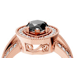 Rose gold Fancy Black Marquise Cut Halo Diamond Engagement Ring with Pave Split Shank and Four-Prong Setting_4