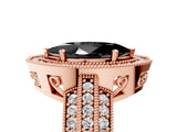 Rose gold Fancy Black Marquise Cut Halo Diamond Engagement Ring with Pave Split Shank and Four-Prong Setting_5