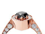 Rose gold Fancy Black Marquise Cut Halo Diamond Engagement Ring with Split Shank Band and Four-Prong Setting_4