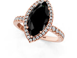 Rose gold Fancy Black Marquise Cut Halo Diamond Pave Band with Prong Setting_1