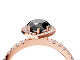 Rose gold Fancy Black Marquise Cut Halo Diamond Pave Band with Prong Setting_4