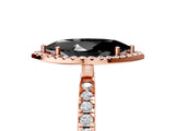 Rose gold Fancy Black Marquise Cut Halo Diamond Pave Band with Prong Setting_5