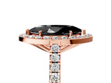 Rose gold Fancy Black Marquise Cut Halo Diamond Ring with Pavé Band and Three-Prong Setting_5