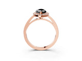 Rose gold Fancy Black Marquise Cut Halo Diamond Ring with Solitaire Band and Prong Setting_3