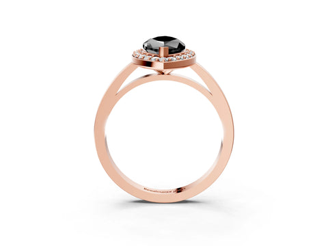 Rose gold Fancy Black Marquise Cut Halo Diamond Ring with Solitaire Band and Prong Setting_3