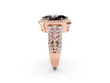Rose gold Fancy Black Marquise Cut Halo Diamond Ring with Split Shank and Four-Prong Setting_2