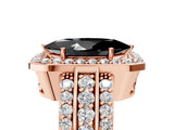 Rose gold Fancy Black Marquise Cut Halo Diamond Ring with Split Shank and Four-Prong Setting_5