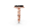 Rose gold Fancy Black Marquise Cut Halo Diamond Solitaire with Filigree Band and Four-Prong Setting_2
