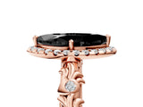 Rose gold Fancy Black Marquise Cut Halo Diamond Solitaire with Filigree Band and Four-Prong Setting_5