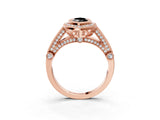 Rose gold Fancy Black Marquise Cut Halo Diamond Split Shank Pave Ring_3