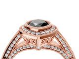 Rose gold Fancy Black Marquise Cut Halo Diamond Split Shank Pave Ring_4