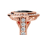 Rose gold Fancy Black Marquise Cut Halo Diamond Split Shank Pave Ring_5